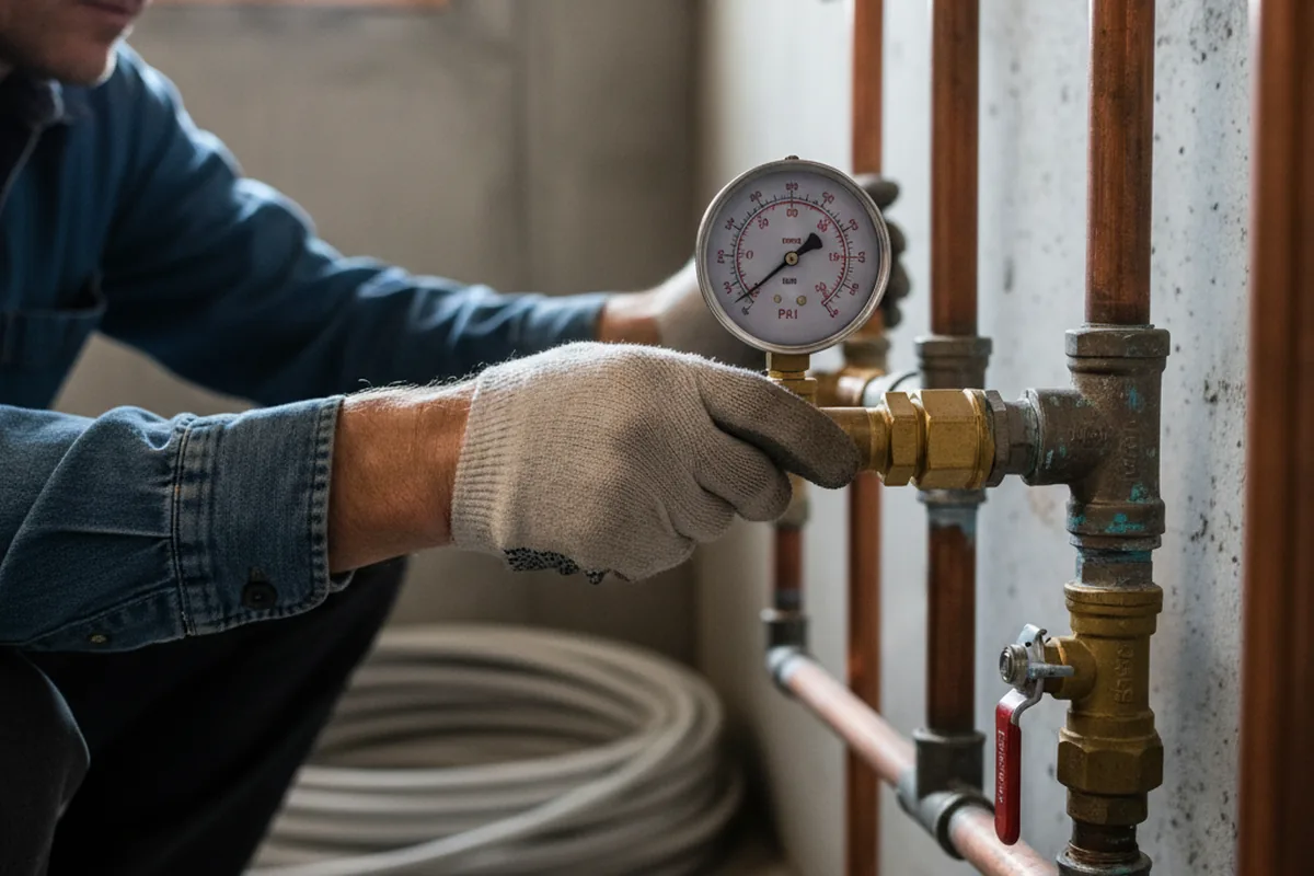 Pressure testing a repaired line during Water Line Repair in Mangum